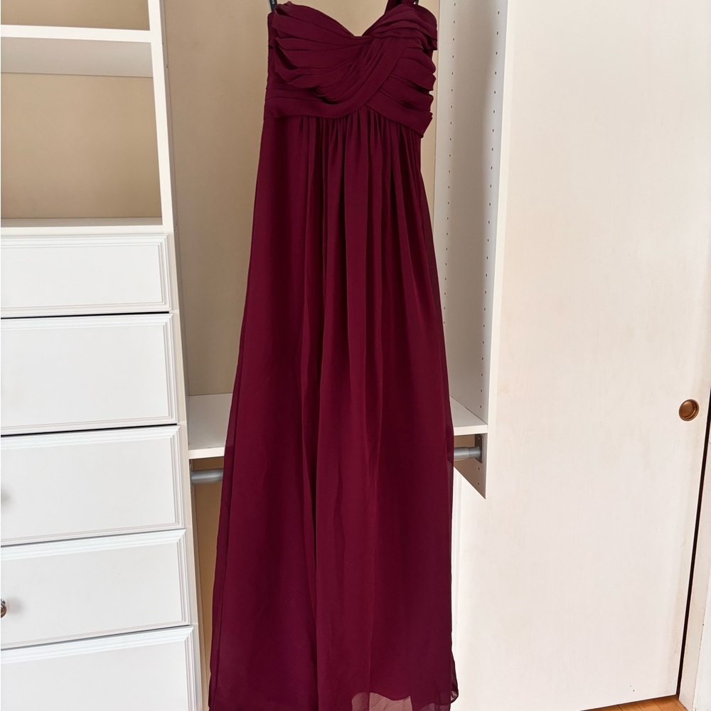 Single Strap Burgundy Bridesmaid Dress